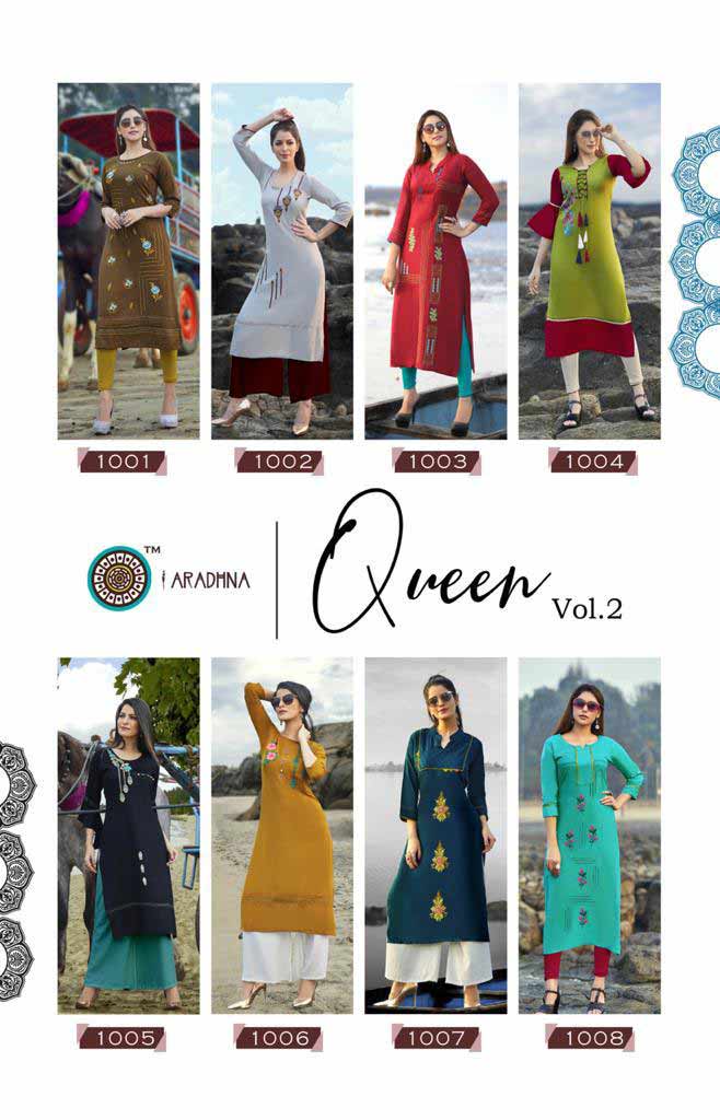 Queen Vol-2 Rayon Embroidery Kurti Catalog Queen Vol-2 Rayon Embroidery Kurti Catalog